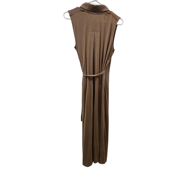 NWT Anthropologie Wrap Maxi Dress Taupe Brown Stretch Knit Chic streetwear SZ M - Picture 9 of 16